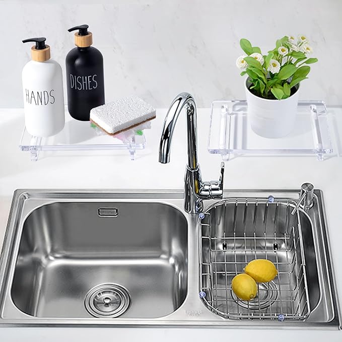 Acrylic soap Dish Tray for Bathroom Counter and Kitchen - Waterproof Countertop Organizer for Soap Dish, Vanity, Plants, Candles (1, Large-9 x 5.9 x 1.5 inch)