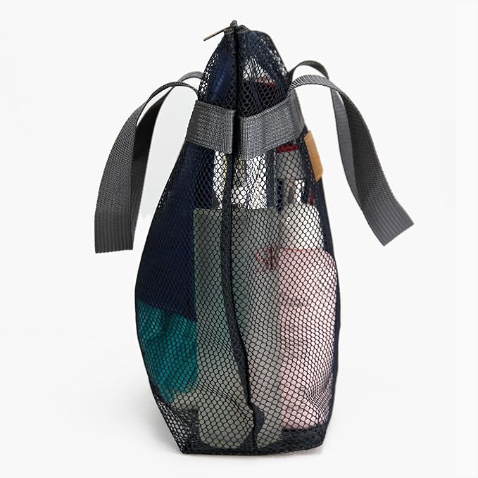 Mesh Shower Caddy Bag Portable Hanging Toiletry and Bath Organizer with Zipper for Travel, Gym, Camping, College Dorms, Beach