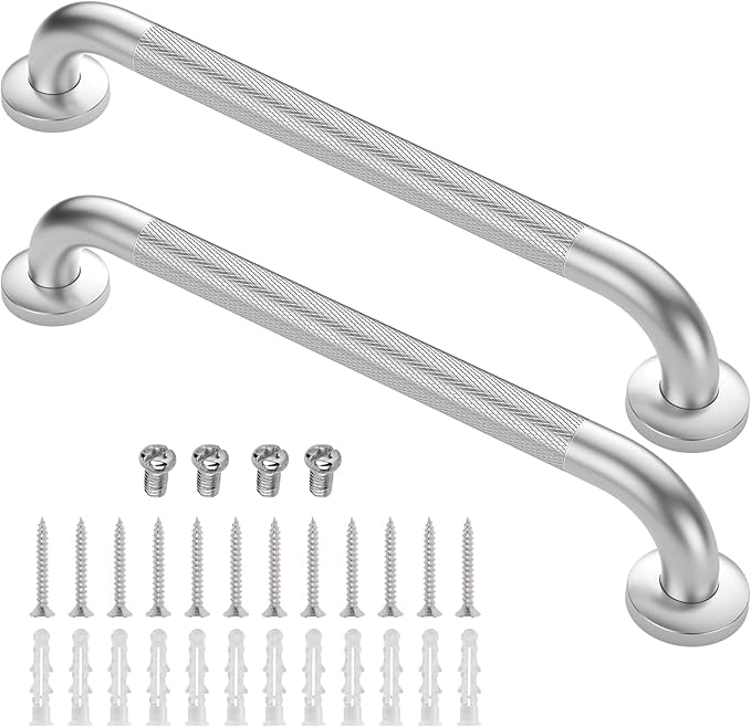 2 Pack 24 Inch Grab Bars for Bathtubs and Showers, Anti Slip Shower Grab Bars Stainless Steel Shower Handle Toilet Handicap Elderly Senior Assist Bathroom Saft Handle