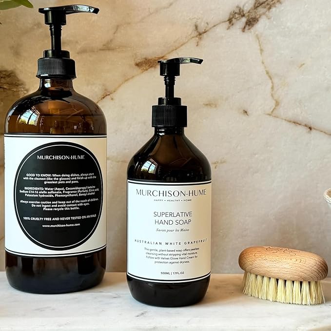 Murchison-Hume Luxury Vegan Hand Soap with Pump Dispenser, Moisturizing Hand Wash, SLS, Paraben & Cruelty-Free, 17oz (Australian White Grapefruit)