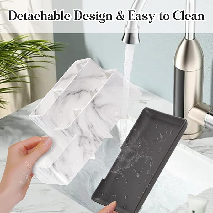 Toothbrush Holder,Bathroom Organizer Countertop, 5 Compartments Multifunctional Storage for Cosmetic, Makeup, Office Stationery Pencil,Toothpaste, Toothbrush,Ideal Gift for Home, Office