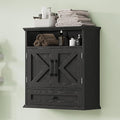 Bathroom Wall Cabinet, Wall Mounted Medicine Cabinet with Drawer, Barn Door & Adjustable Shelf, 24.4"H x 23.6"W x 9"D Black Over Toilet Farmhouse Storage Cabinet for Kitchen, Laundry, Entryway