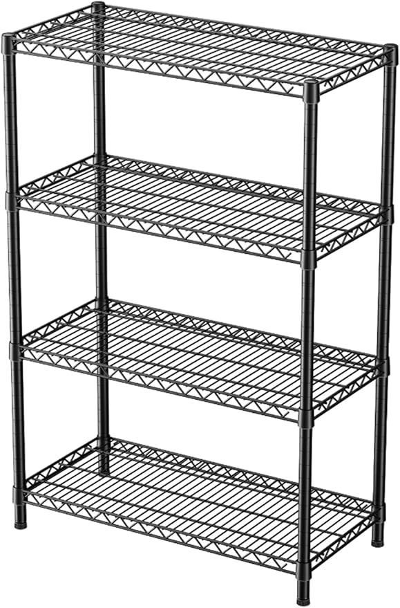 4 Tier Heavy Duty Shelves Adjustable Storage Shelf Organizer Metal Garage Wire Shelving Unit Pantry 18" D x 36" W x 59" H,Black