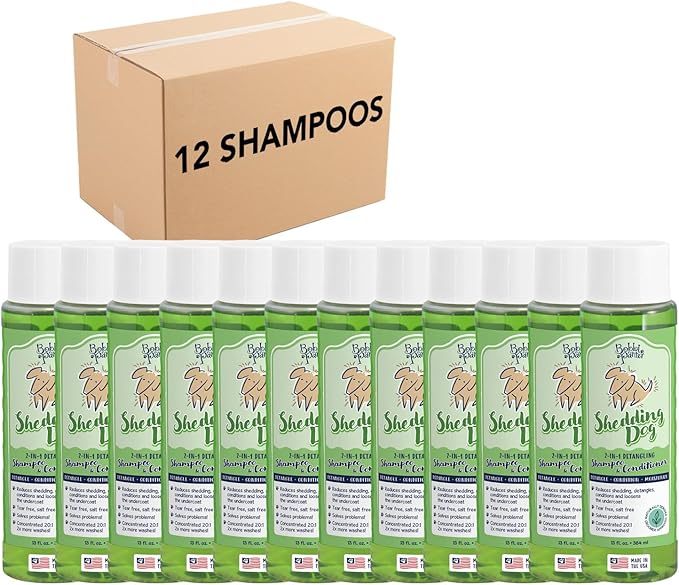 Bobbi Panter Dog Shampoo and Conditioner - Made in USA - All Natural 2-in-1 Formula for Detangles & Reduces Shedding - Concentrated 10:1 for Professional Groomers - Pear Scent, 13 Oz (Case of 12)