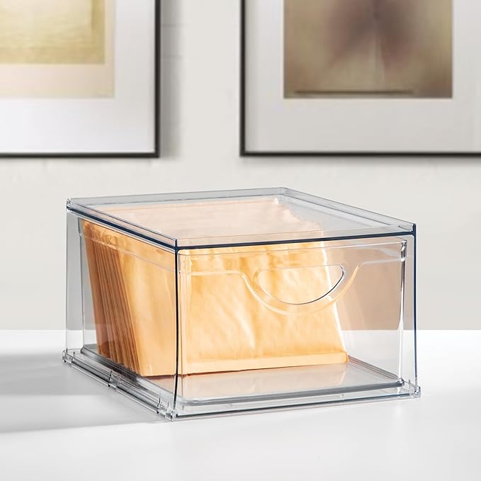 iDesign Stackable Storage Drawer for Fridge, Pantry, or Under Sinks, Set of 2, Clear, Made in USA