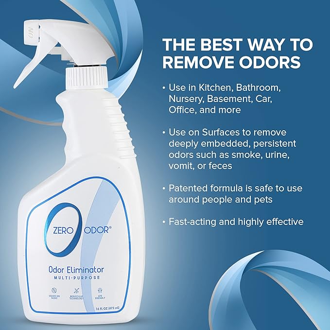 Zero Odor - Multi-Purpose Strong Odor Eliminator for Home, Office, Car, Bathroom, Hotel, Room Deodorizer, and Odor Neutralizer, 16oz