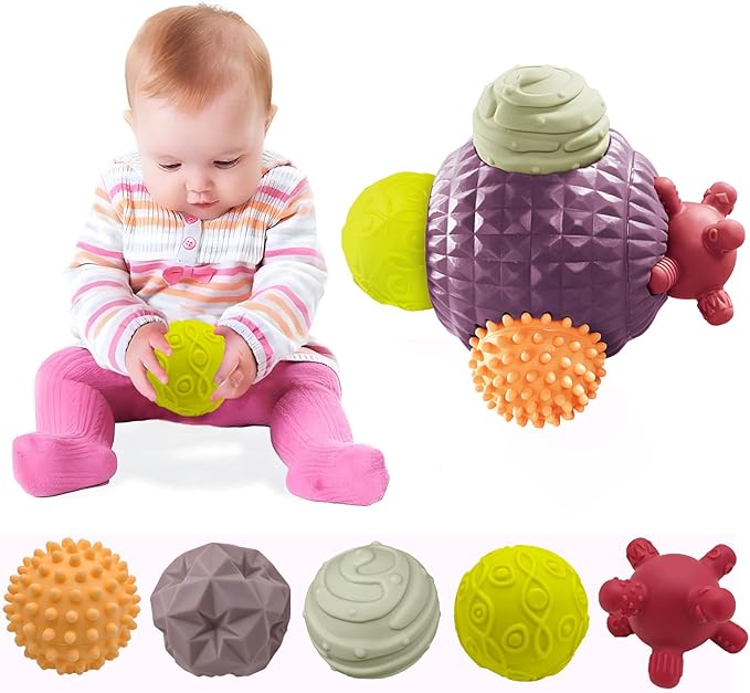 Sensory Balls for Toddlers 1-3, Montessori Toys for Babies 6-12 Months, Easter Baby Toys, Sensory Balls for Easter Basket, BPA Free Teething Gift, Toddler Bath Toys with Multi Textured