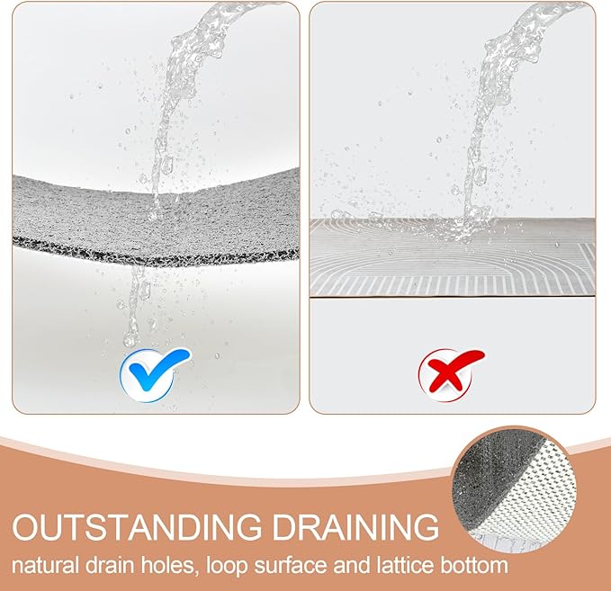Joyhalo Shower Mats for Showers Anti Slip for Elderly, 32'' x 24'' Non Slip Bath Mat for Inside Shower, Bath Tub Mats for Bathroom Non Slip for Shower, PVC Loofah Bathroom Mats, Grey