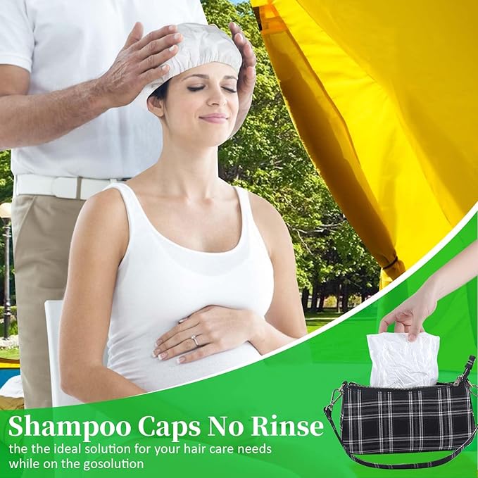 Shampoo Caps No Rinse Waterless Hair Washing Shower Caps 12 Packs for Elderly, Women, Hospital, Camping