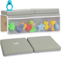 Vault & Co Bath Kneeler and Elbow Rest Pad Set – Extra Thick 1.5” Cushioned Baby Bath Kneeling Pad, Non-Slip Mat with Quick Dry Cover Storage Pockets, Waterproof Support & 5 Fun Bath Toys