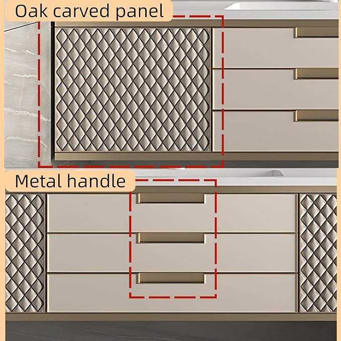 Modern Bathroom Vanity - Wall-Mounted Bathroom Cabinet with LED Light | Intelligent Defogging Mirror Cabinet Includes Time Display Function, 2 Drawers & 2 Storage Cabinets (Style A, 44IN)