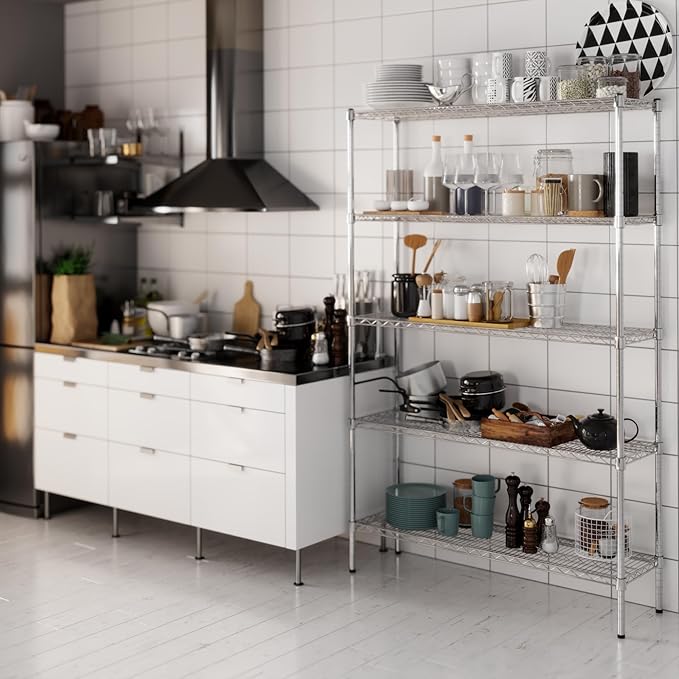 14" Deep x 48" Wide x 74" Height Wire Shelving Kit | 5-Tier | NSF Commercial Storage Rack Unit