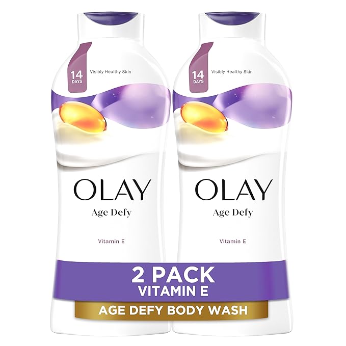 Olay Body Wash for Women, Age Defying with Vitamin E, 24hr Moisturizing, Hydrating & Refreshing, B3 Vitamin Complex, Free of Parabens & Phthalates, For All Skin Types, Scented, 22 fl oz (Pack of 2)