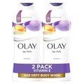 Olay Body Wash for Women, Age Defying with Vitamin E, 24hr Moisturizing, Hydrating & Refreshing, B3 Vitamin Complex, Free of Parabens & Phthalates, For All Skin Types, Scented, 22 fl oz (Pack of 2)