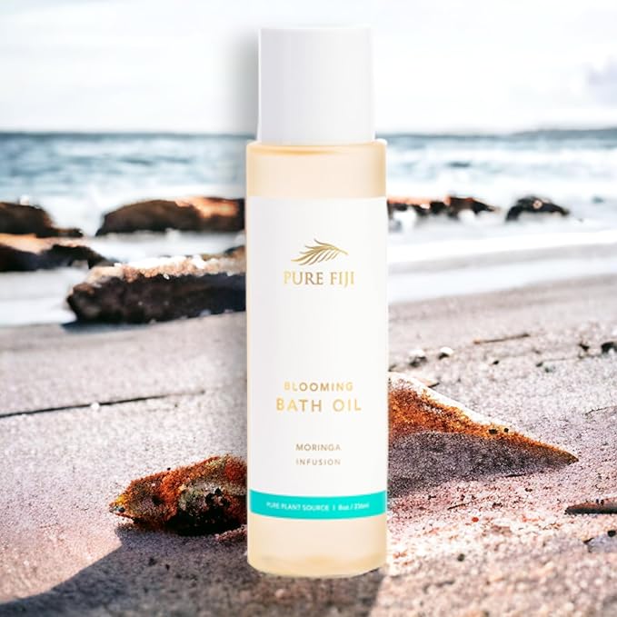 Pure Fiji Bath Oil, Conditioning Body Moisturizer with Natural Ingredients Bath Essential for Women Moisturizing Bath & Body Oil - Moringa (8oz/236ml)