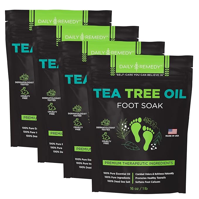 Tea Tree Oil Foot Soak with Epsom Salt - Made in USA - for Toenails, Athlete's Foot, itchy Feet, Stubborn Smelly Foot Odor, Pedicure, Foot Calluses & Soothes Sore Tired Achy Feet - 64 oz