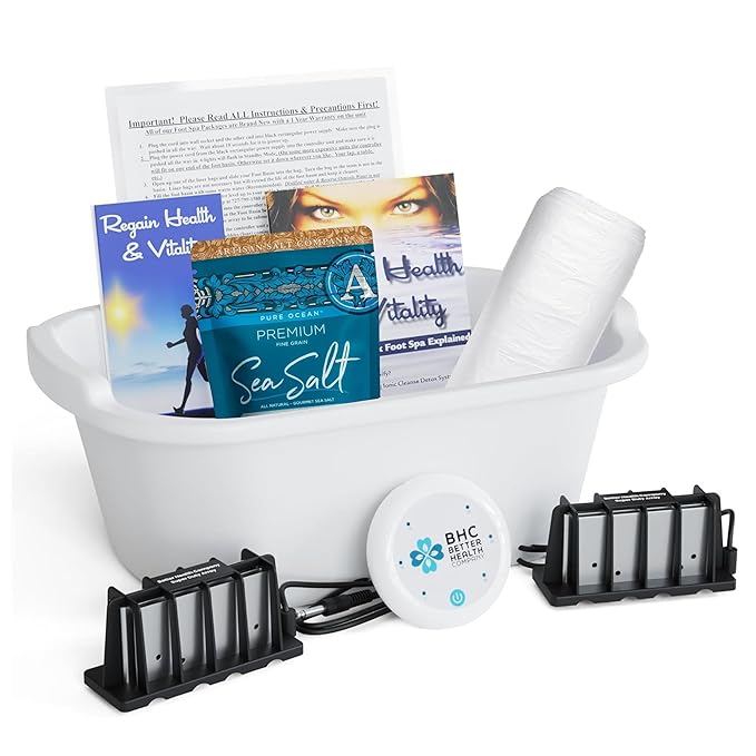 Ionic Foot Bath Detox Machine - Foot Spa Bath for Home Use - Free Regain Health & Vitality Booklet & Brochure (02 Detox Machine Home&Pro with Basin)
