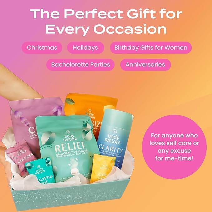Body Restore Shower Steamers Aromatherapy 6 Pack - Christmas Stocking Stuffers for Men, Birthday Gifts for Women, White Elephant, Relaxation, Self Care - Citrus