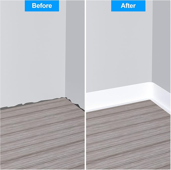Duzzy Flexible Baseboard Molding Trim, 5 Inch(W) x 20 Feet(L) Peel and Stick Rubber Wall Trim Molding, Self-Adhesive Vinyl Wall Base Cove Base