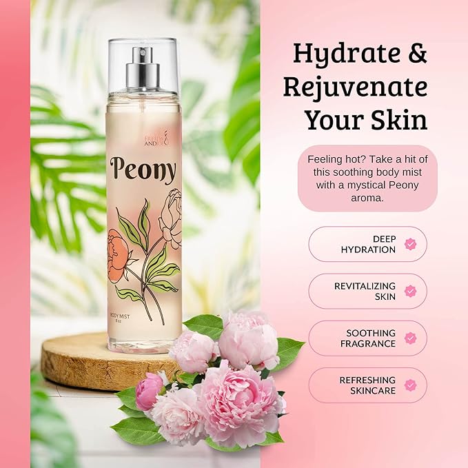 Peony Elegance Fine Fragrance Body Mist Spray: A Scented Peony Floral Sophistication, 8 oz Spray Bottle, Ideal for Gifting Stocking Stuffer