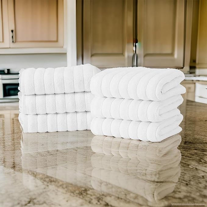 Classic Turkish Towels CTT Premium 6 Piece Hand Towels Set, 100% Turkish Cotton, Quick Dry & Comfy Towels for Hotel & Spa, Highly Absorbent | 20"x32" (White)