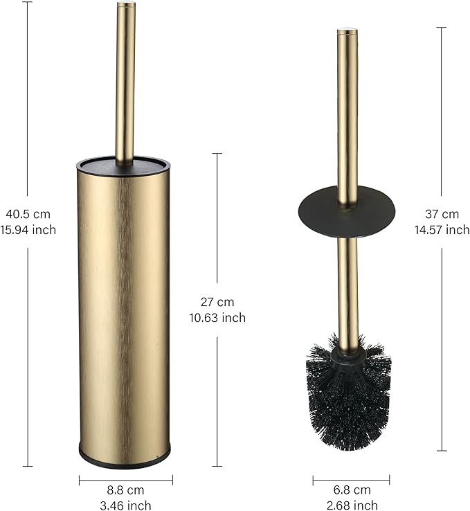 Toilet Brush and Holder Set Premium Material Toilet Bowl Cleaner Free Standing Toilet Bowl Brush and Holder Gold