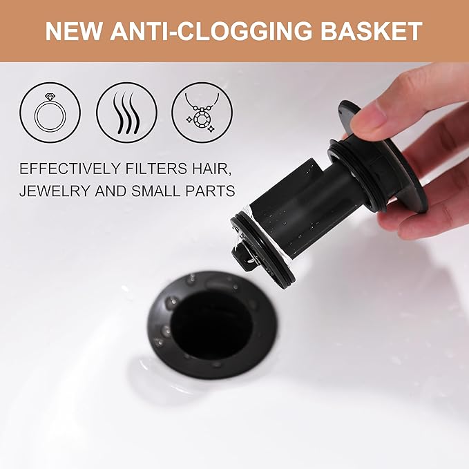 KENES Oil Rubbed Bronze Bathroom Vessel Pop Up Sink Drain, Vanity Faucet Sink Drain Stopper, Sink Drain Assembly Without Overflow Anti Clog Pop Up Drain