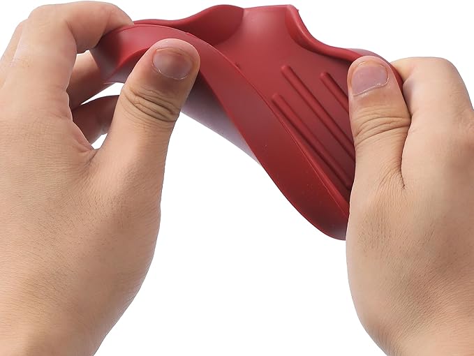 Silicone Bathroom Soap Dishes with Drain Spout-Bathroom and Kitchen Sink Organizer,Sponge Holder,Dish Soap Tray,Perfect for Dispenser,Scrubber,Bottle,Cup on Sink or Counter-Red 4.9"×3.2"