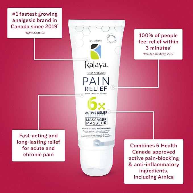 Kalaya Pain Relief Cream with Arnica – Fast-Acting Joint & Muscle Pain Relief – 6 Natural Ingredients – No-Mess Applicator – RMT-Inspired Design – Dermatologist Tested – 4.2 oz