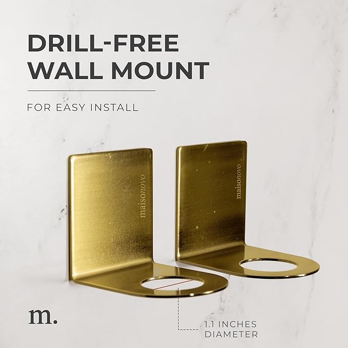 MaisoNovo Adhesive Soap & Shampoo Holder Set of 2 - Gold | Wall Mounted Dispenser Holder
