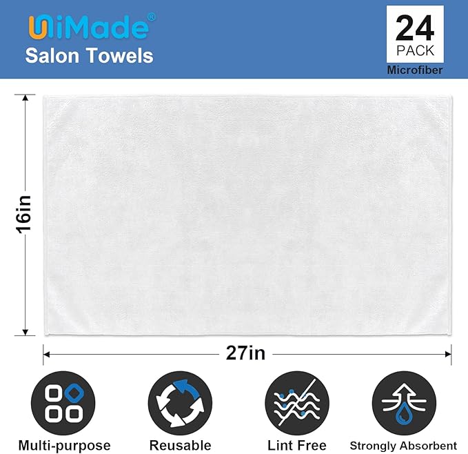24 Pack Hand Towels Set - Highly Absorbent and Quick Drying Microfiber Gym Towels, Premium Wash Cloths for Bathroom, Salon, Gym, Shower, Hotel, and Spa - 16x27 inch (White)