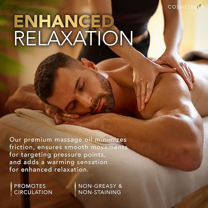 Cosmetasa Sore Muscle Massage Oil for Massage Therapy – All Natural, Cruelty-Free Full Body Massage Oils for Muscle Relaxing & Joint Comfort – Arnica Extract with Chamomile & Lavender Oil (16.9 oz)