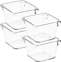 4 Pack Drawer Organizer - 3" X 3" Clear Acrylic Storage Bins with Non-Slip Pads, Versatile Desk Tray for Makeup, Jewelry, Kitchen, Bathroom, and Office Organization