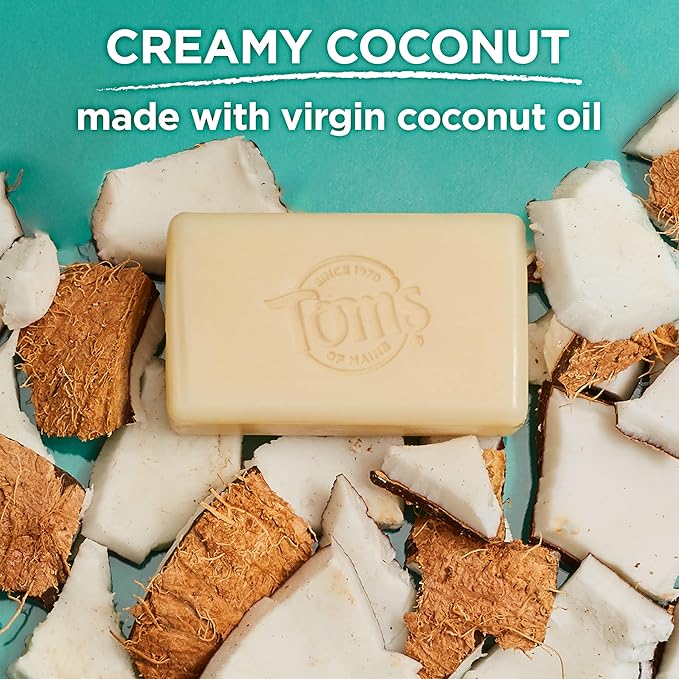 Tom's of Maine Natural Beauty Bar Soap, Creamy Coconut With Virgin Coconut Oil, 5 oz. 6-Pack (Packaging May Vary)