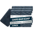 Oars + Alps Blue Charcoal Exfoliating Men's Bar Soap, Charcoal Bar Soap for Men Made with Clean Ingredients, No Harsh Chemicals, Travel Size, 6pk