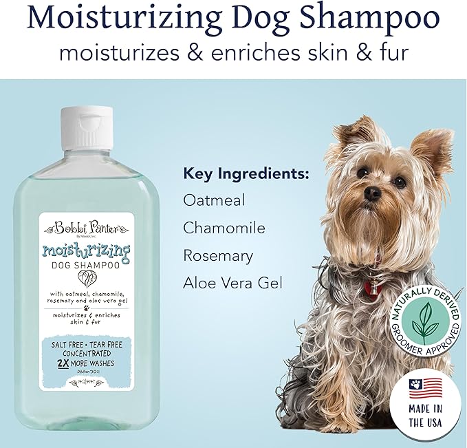 Bobbi Panter Moisturizing Dog Shampoo, Moisturizes and Enriches Dogs Skin & Fur, Soft Sea Air Fragrance, Concentrated 30:1, Made in The USA, 14 oz. (Case of 12)