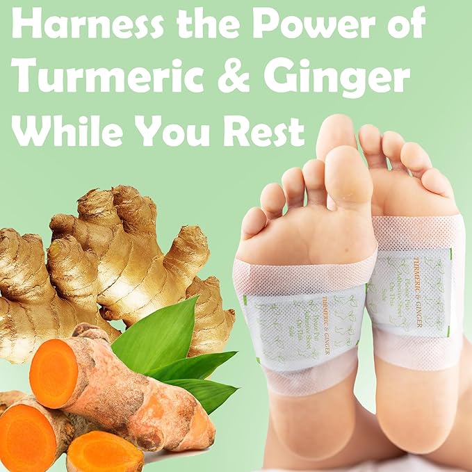 100 Turmeric & Ginger Foot Pads | Premium Pads to Feel Better, Sleep Better & Relieve Stress | Organic Foot Patches
