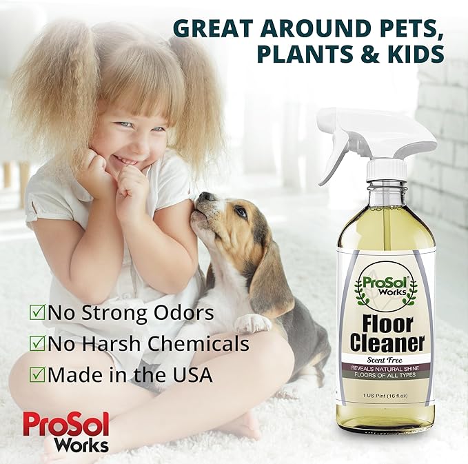 Wood Floor Cleaner 16 oz - Floor Cleaning Spray Great for Various Floor Types Like Tile, Linoleum, Vinyl, Laminate Flooring & Hardwood - Surface Cleaner for Floors, Stain, Dirt & Grime