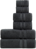 Premium 6 Piece Towel Set, 2 Bath Towel, 2 Hand Towels, 2 Washcloths, 100% Turkish Cotton Soft Absorbent Towels (Dark Grey, 6 Piece Towel Set)