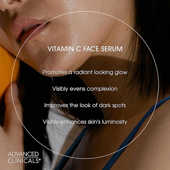 Advanced Clinicals Vitamin C Cream + Vitamin C Serum 2PC Skincare Set | Brightening Body Lotion & Facial Serum For Women & Men Helps Diminish Appearance Of Dark Spots, Wrinkles, & Uneven Skin Tone