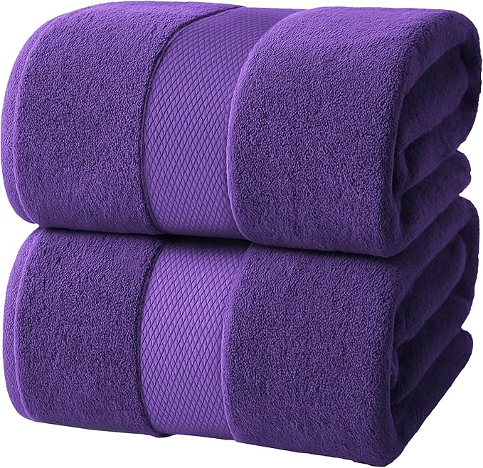 Infinitee Xclusives– Luxury Bath Sheets Towels – 2 Pack 600 GSM (35X70 Inches)– 100% Ring Spun Cotton Large Bath Towels for Bathroom (Profound Purple, Bath Sheet Pack of 2)