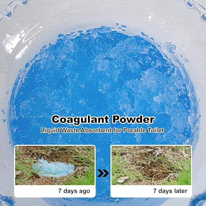 Super Absorbent Polymer 30 Packs,Portable & Fast-Absorbing Camp Toilet Chemicals Gel with 5 Gallon Bucket Toilet Luggable Drawstring Bag, Emergency Toilet Bag&Potty Gel