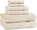 Arkwright Bath Towels Set of 6 - Super Soft 100% Cotton, 600 GSM Quick Dry & Absorbent, Luxury Bathroom Essentials with 2 Shower Towels, 2 Hand Towels and 2 Washcloths, Alabaster Ivory