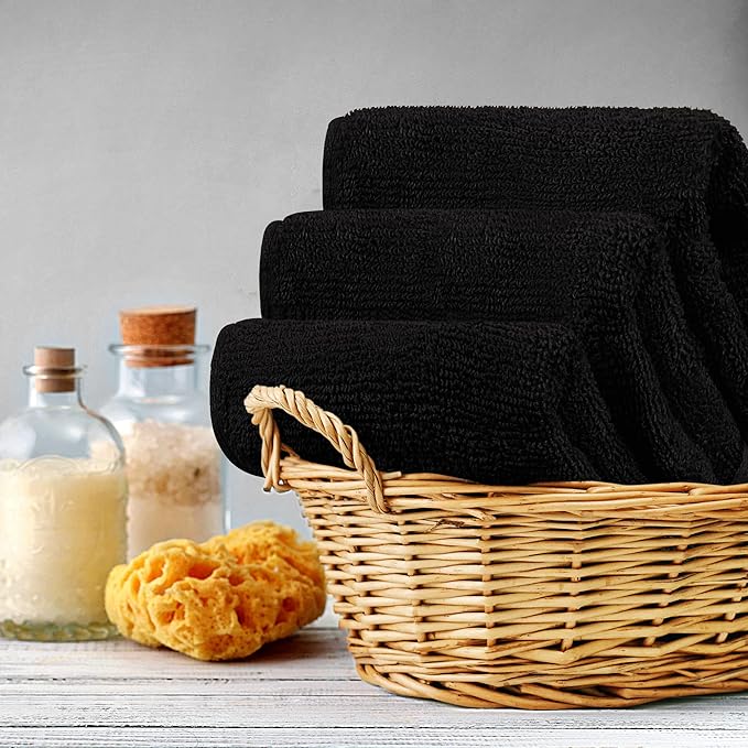 Utopia Towels 12 Pack Premium Wash Cloths Set, 12 by 12 Inches, 100% Cotton Ring Spun, Highly Absorbent and Soft Feel Washcloths for Bathroom, Spa, Gym, and Face, Black