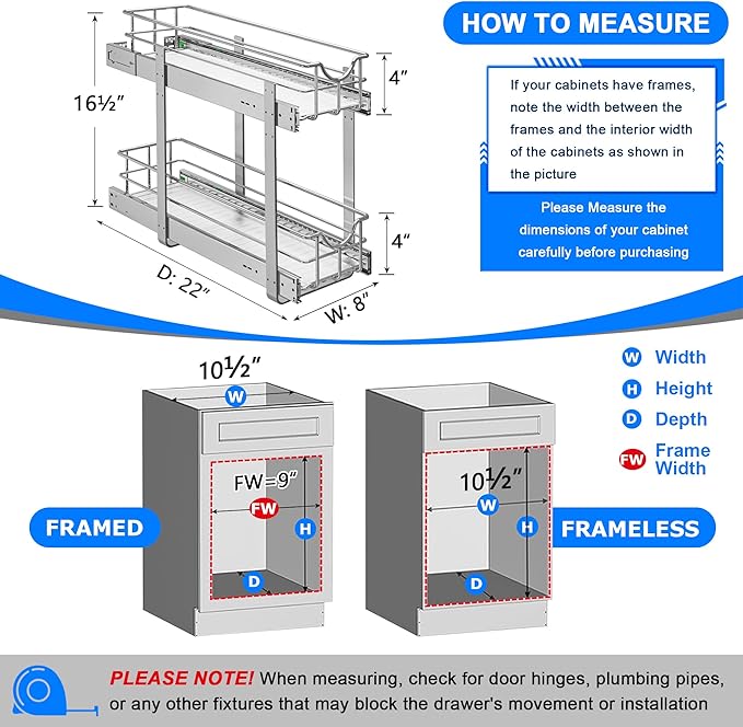 WelFurGeer 2-Tier Kitchen Cabinet Pullout Shelf and Drawer Organizer, Soft Close Pantry Pull Out Shelves, Heavy Duty Pull Out Cabinet Organizer with Shelf Liner for Kitchen Cabinets, Pantry Storage