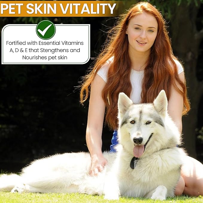 Dry Skin & Anti Itch Shampoo for Dogs | Oatmeal Dog Shampoo | Itchy Skin Relief | Hypoallergenic with Anti Dandruff Treatment | Anti-Fungal & Alcohol-Free | Nutrient-Rich | Suitable for All Pets