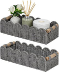 CubesLand Scalloped Decor Basket for Living Room, Home, Bathroom, 2SAME SIZE Paper Rope Basket, Toilet Storage Baskets for Over Toilet Storage Shelf, Cozy Woven Basket Both Storage&Decor, Grey