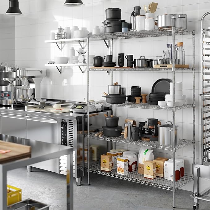 21" Deep x 48" Wide x 74" Height Wire Shelving Kit | 5-Tier | NSF Commercial Storage Rack Unit