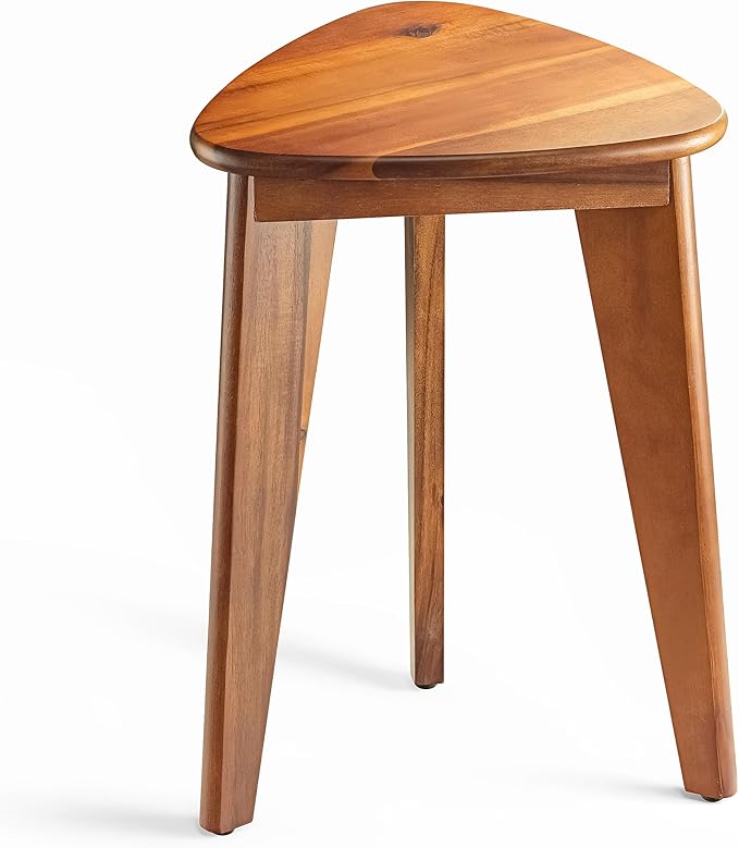 HOLANA 18" Corner Shower Foot Rest - Wooden Showers Stool Seat for Shaving Legs - Small Corner Shower Benches for Inside Shower - Waterproof Bath Step Stools Bench for Bathroom (Height - 18in, Acacia)
