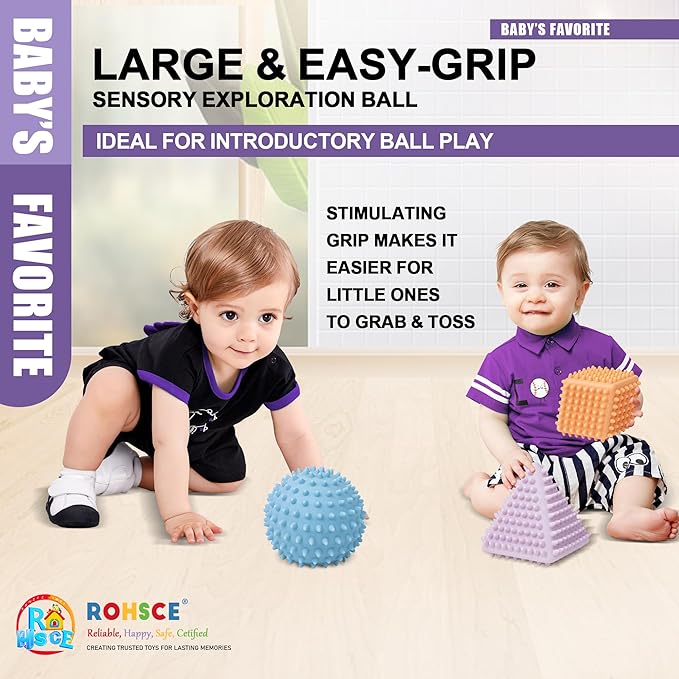 Soft Spiky Sensory Balls - No Hole Wheat Straw Soft Toys for Toddlers 1-3 Multicolor Bath Gifts Montessori Toys Baby Balls 6 to 12 Months, Swimming Pool Beach Shower Baby Toy